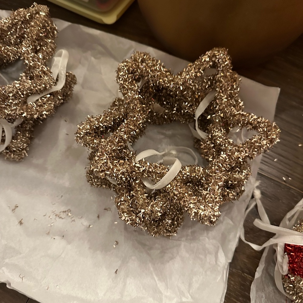 Gold Glitter Star Ornaments